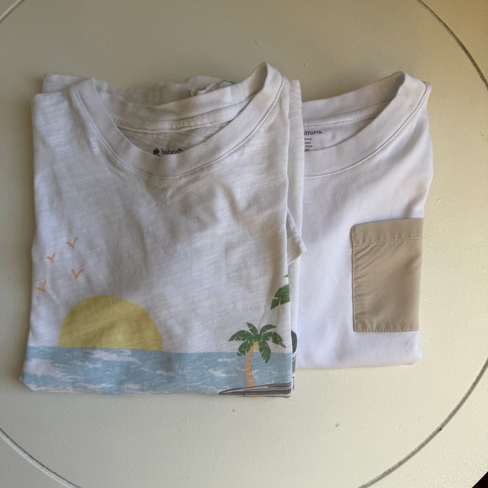 babycottons 2 White and Cream Beach Graphic Tees